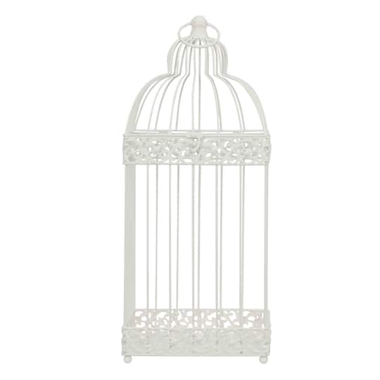 21.5&#x22; White Metal Bird Cage Candle Lantern by Ashland&#xAE;